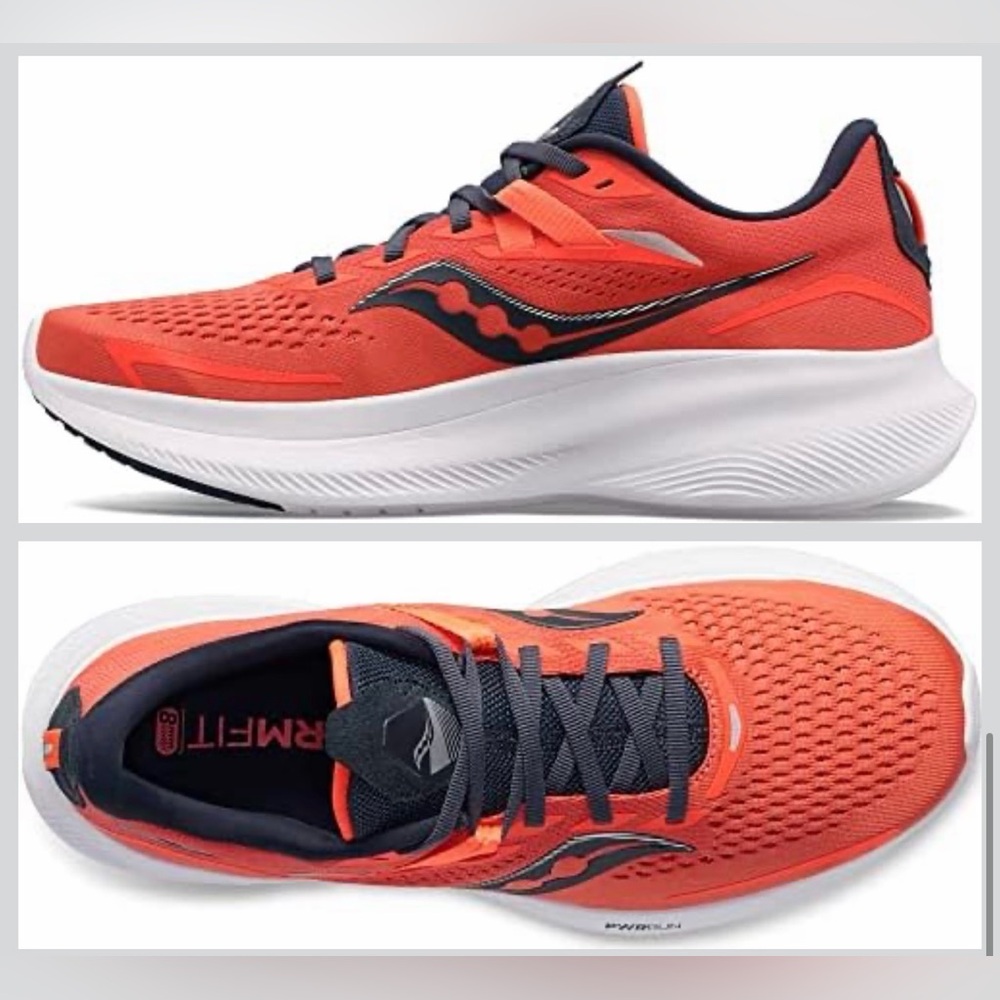 Saucony Ride 15 running shoes in a red and black - size Women’s 9.5